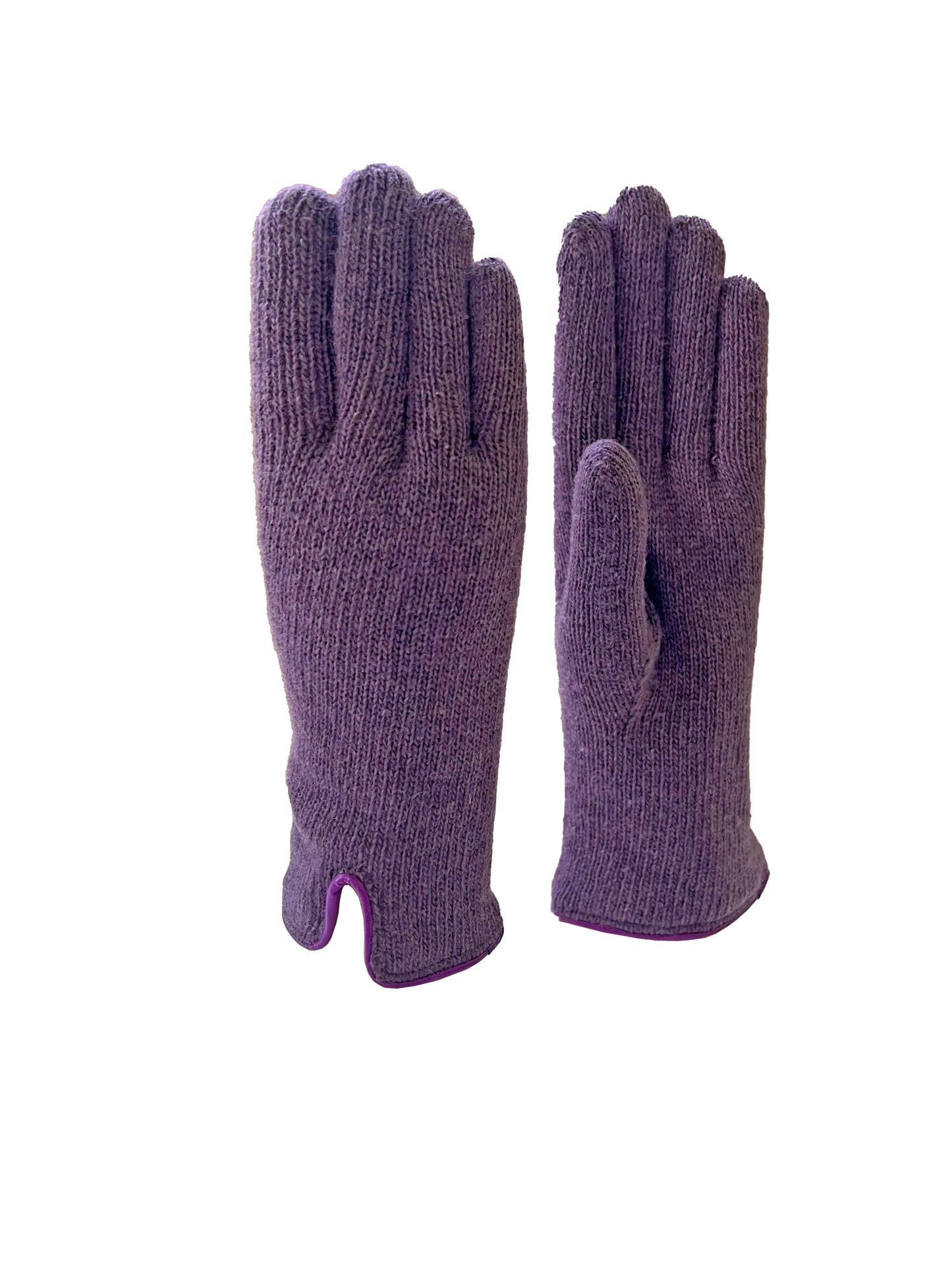 Guanti da donna in Lana foderati in Cashmere con bordi in pelle - Made in Italy