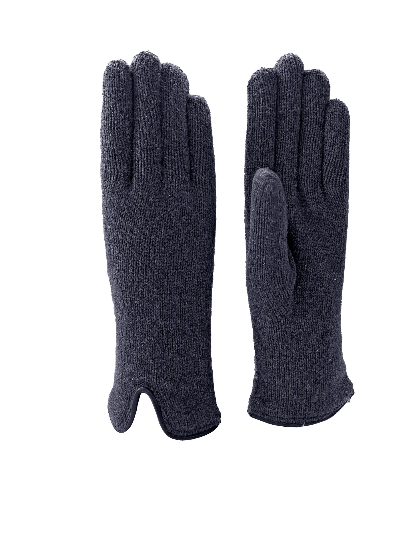 Guanti da donna in Lana foderati in Cashmere con bordi in pelle - Made in Italy