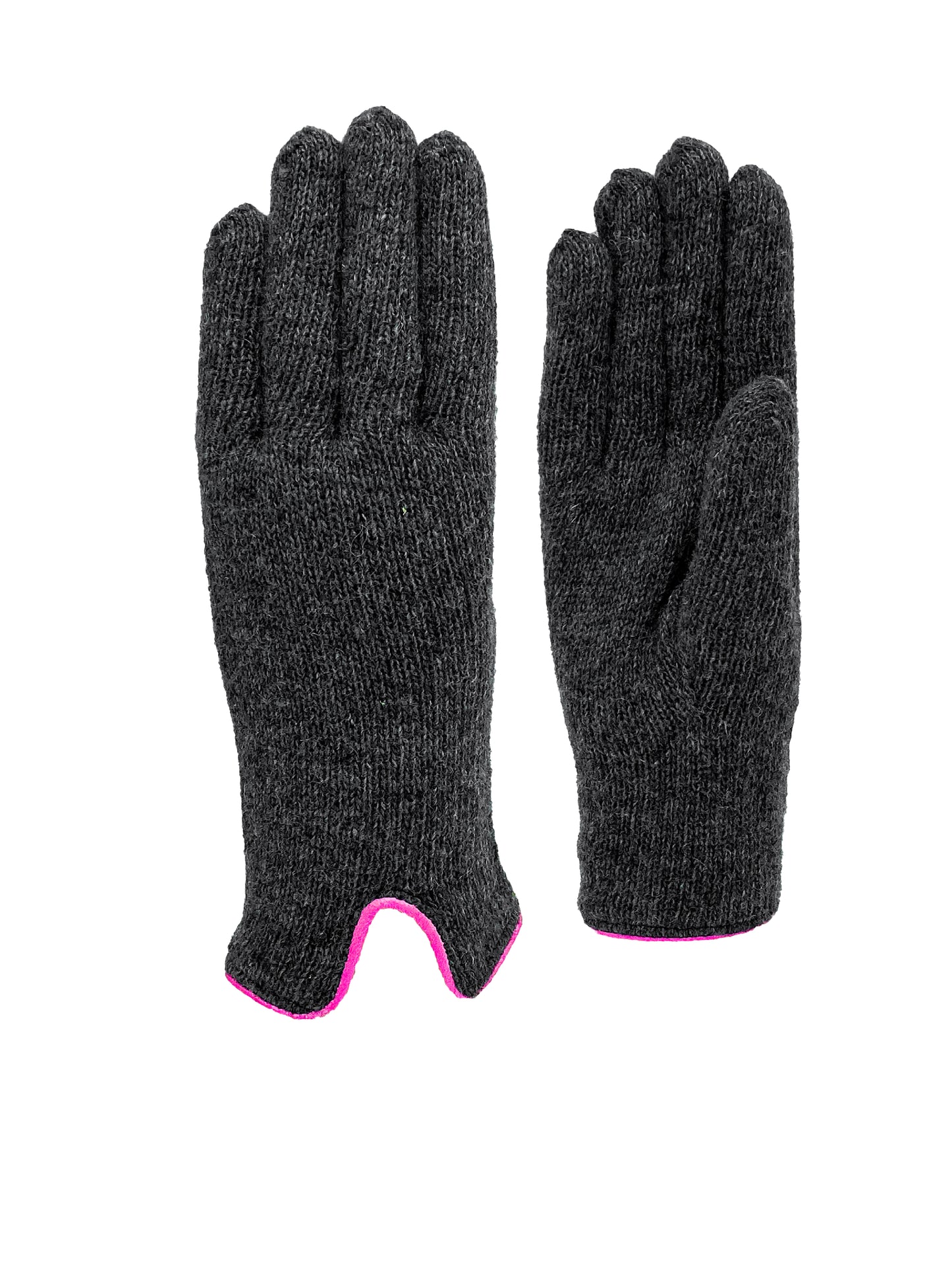 Guanti da donna in Lana foderati in Cashmere con bordi in pelle - Made in Italy