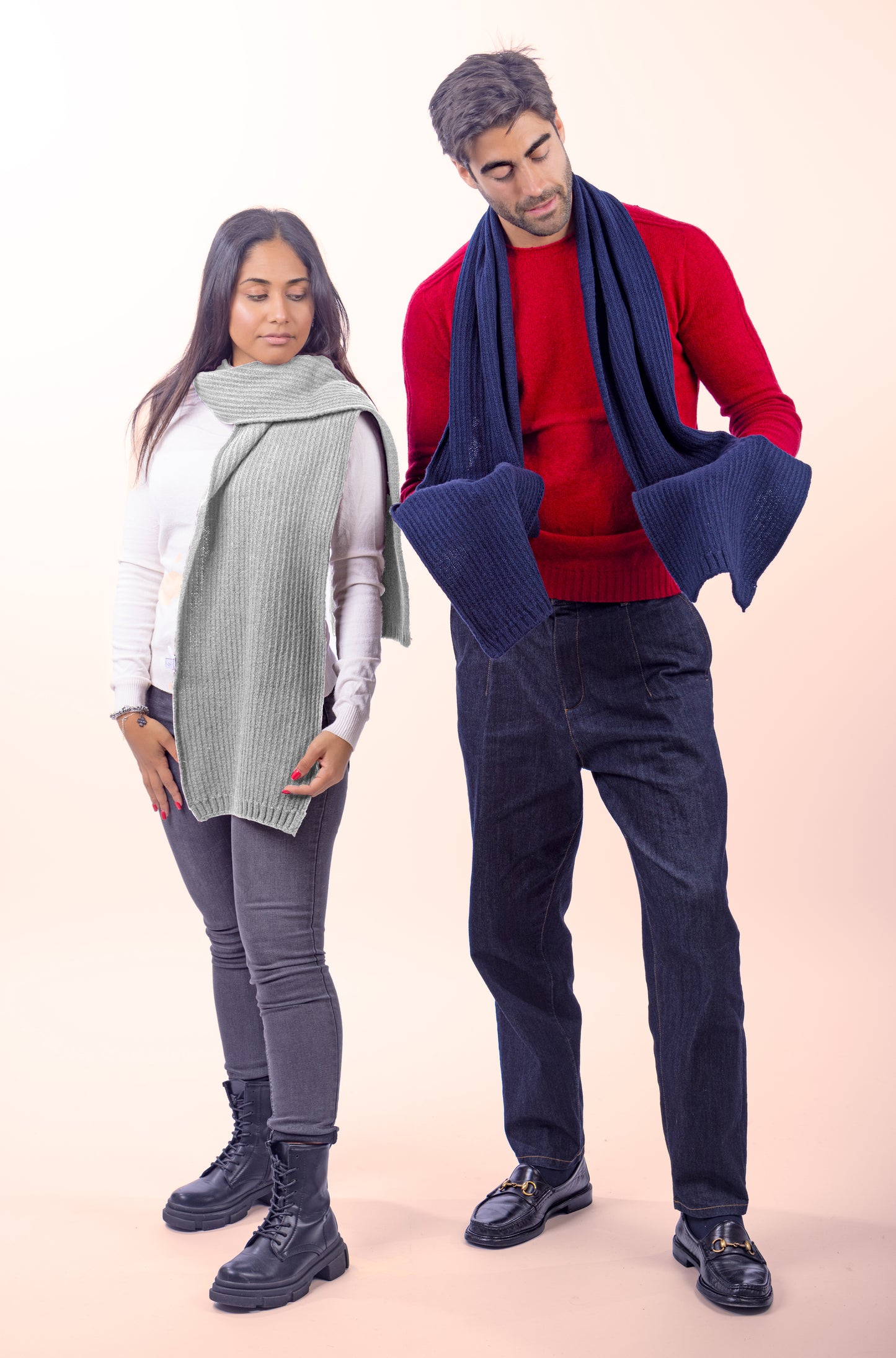 Sciarpa in maglia inglese in lana - Made in Italy
