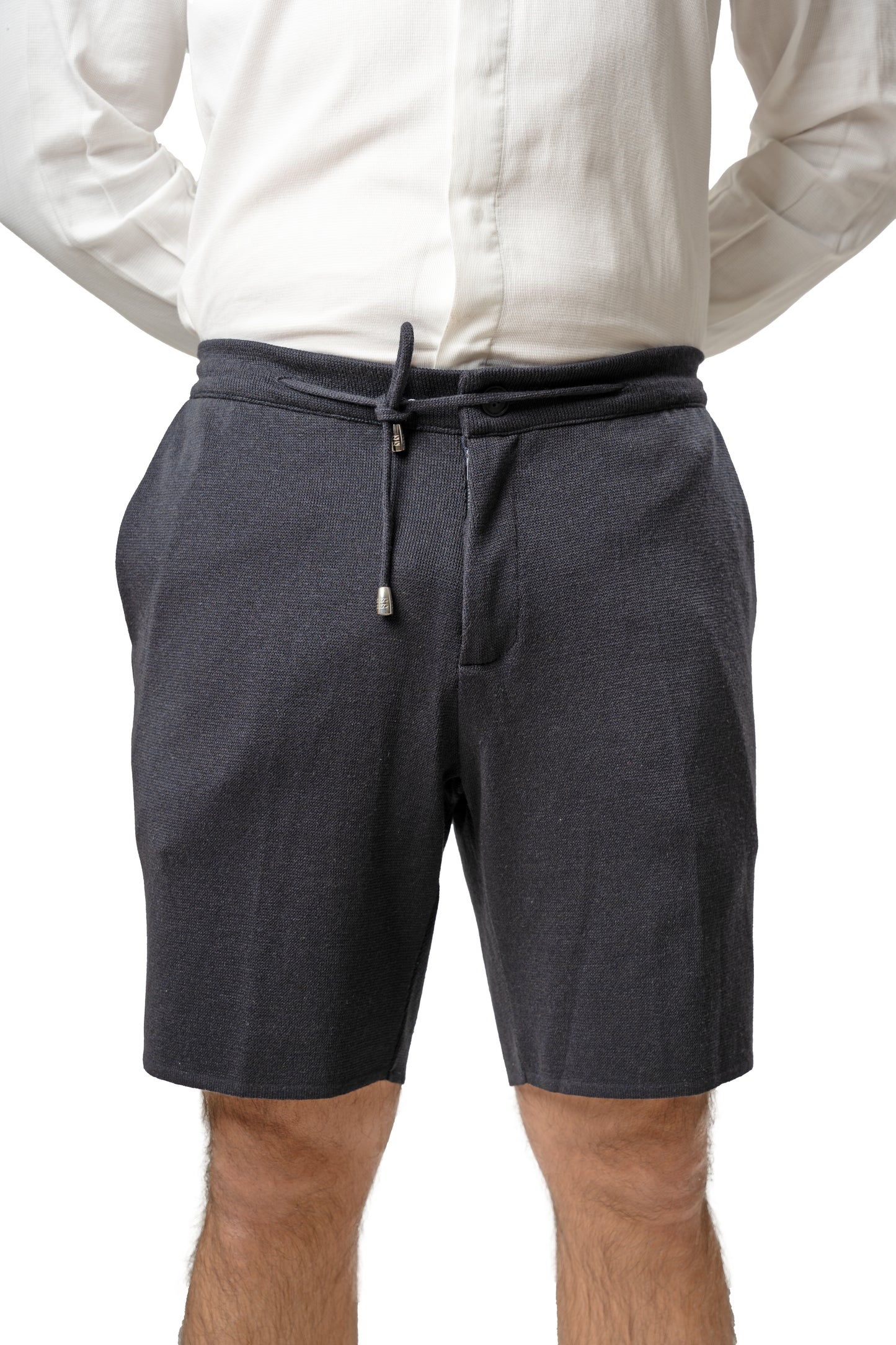 Bermuda Punto Milano in Cotone sartoriali - Pantaloni Corti a Tinta Unita - Elastico con Laccio in Vita - Made in Italy