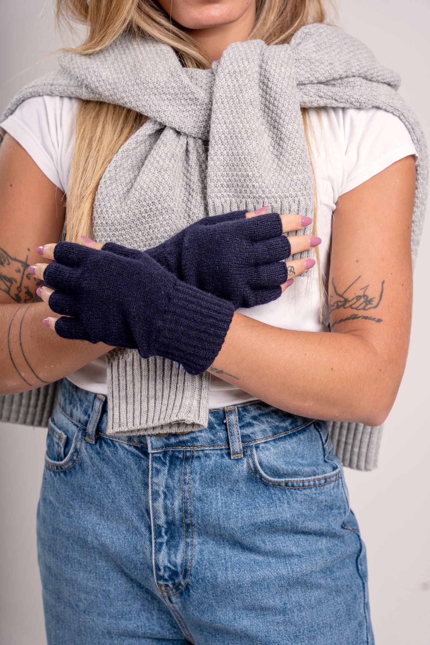 Guanti mezze dita in Lana misto Cashmere da Donna - Made in Italy