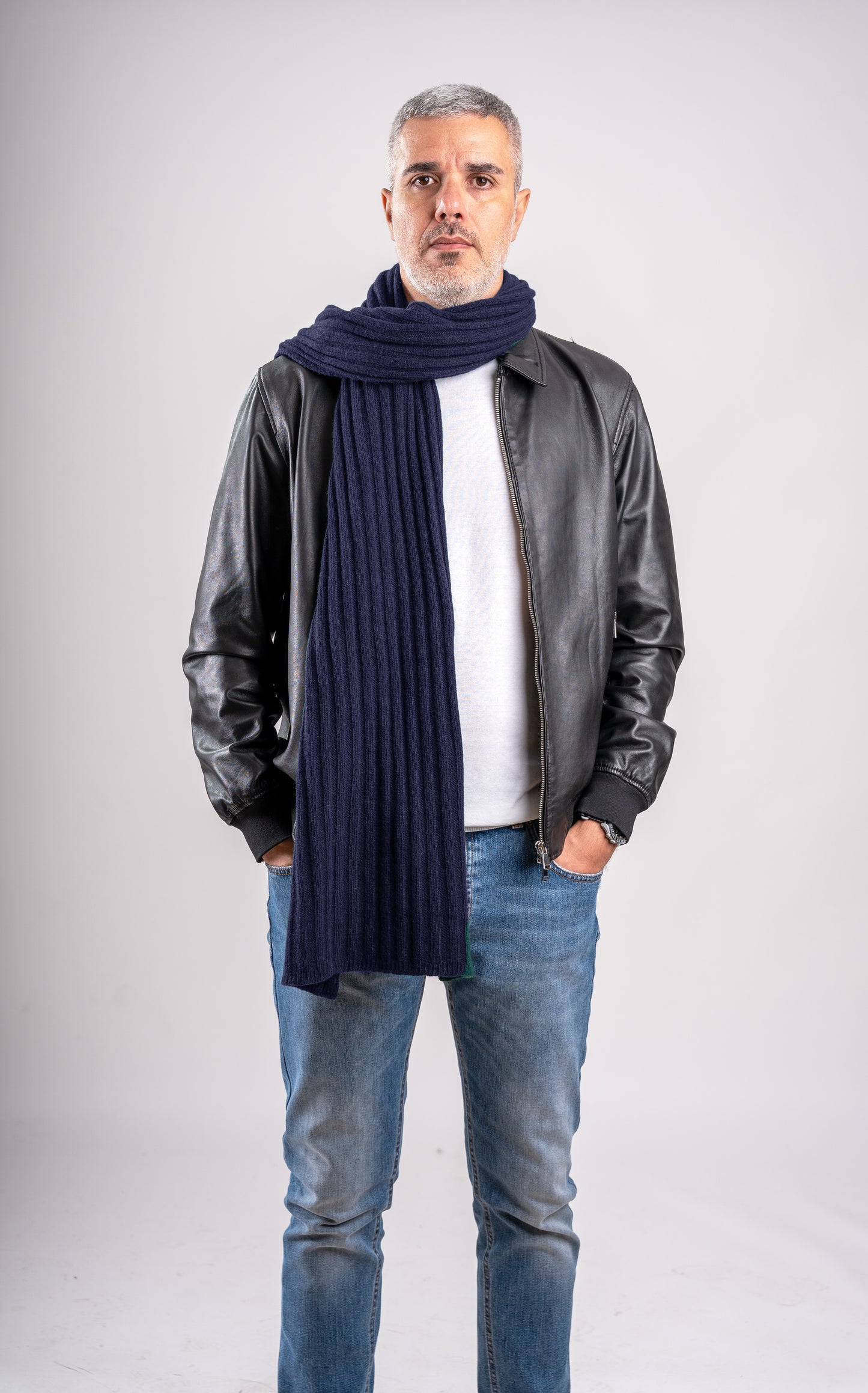 Sciarpone a coste al 100% in pura lana - Made in Italy