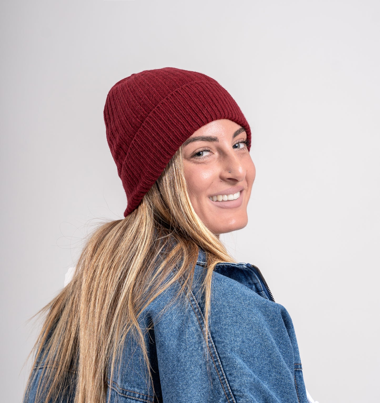 Cappello 100% Cashmere con rasatura a Coste - Made in Italy