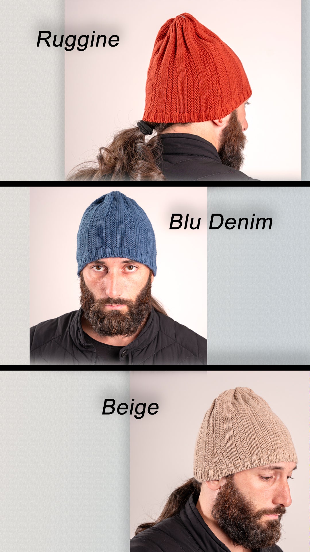 Berretto a coste Larghe Senza Risvolto - Unisex - Made in Italy