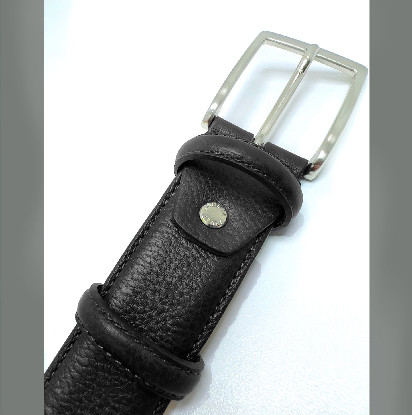Cintura Uomo in Pelle 110-130cm - Larghezza Regolare 35MM - Fibbia in Zama satinato - Artigianale - Made In Italy - Confezione regalo