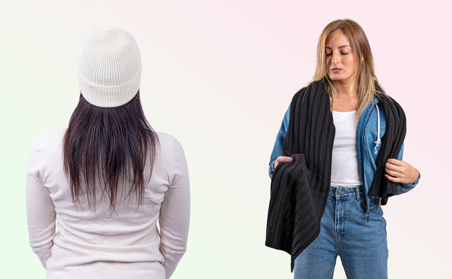 Box pura Lana: Cappello a coste 1X1 + Sciarpone a coste