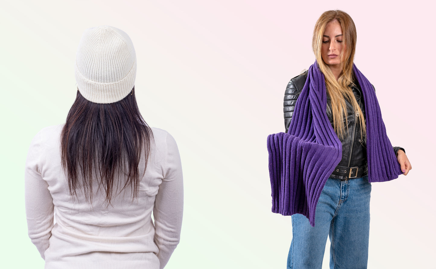 Box pura Lana: Cappello a coste 1X1 + Sciarpone a coste