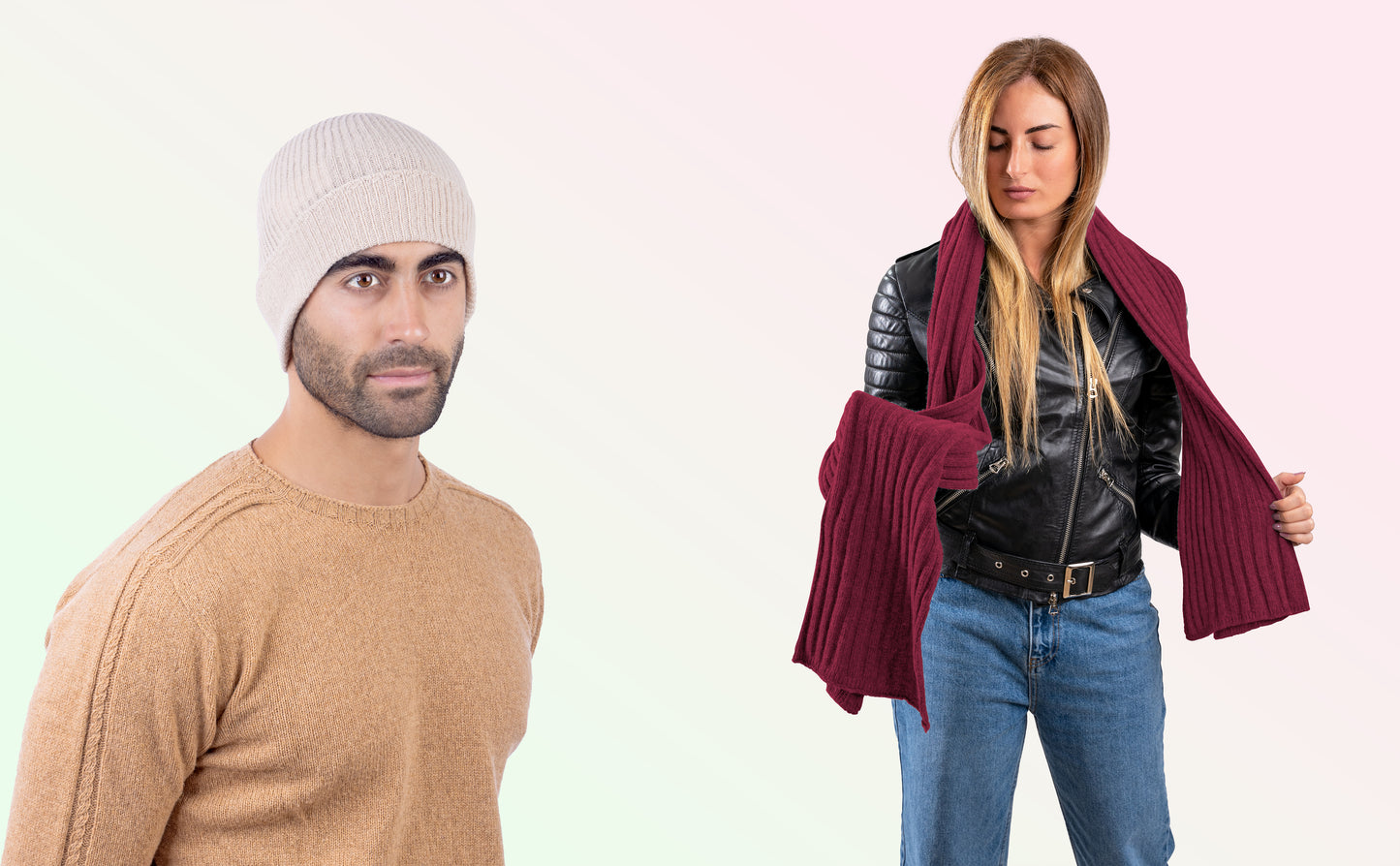 Box pura Lana: Cappello a coste 1X1 + Sciarpone a coste