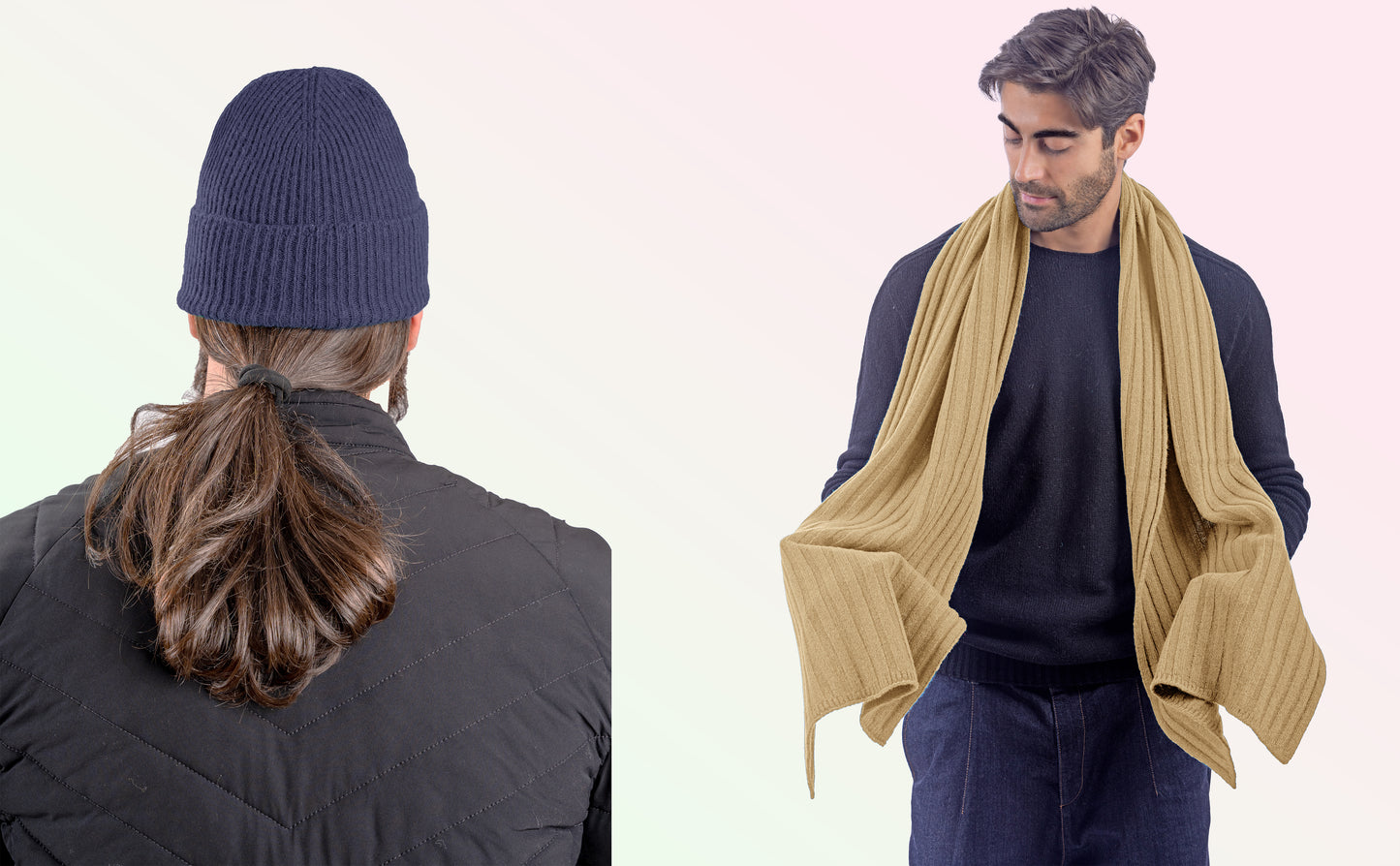 Box pura Lana: Cappello a coste 1X1 + Sciarpone a coste
