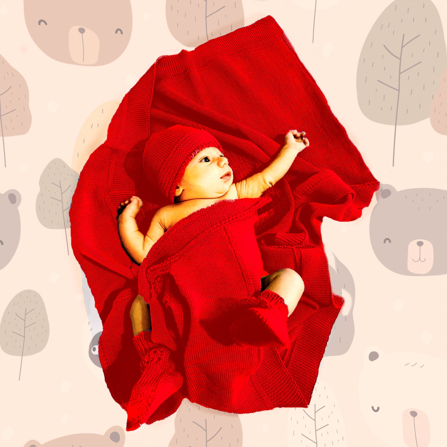 Copertina in Lana Merino per Neonati con Babbucce e Cappello, Prodotto Artigianale, Made in Italy