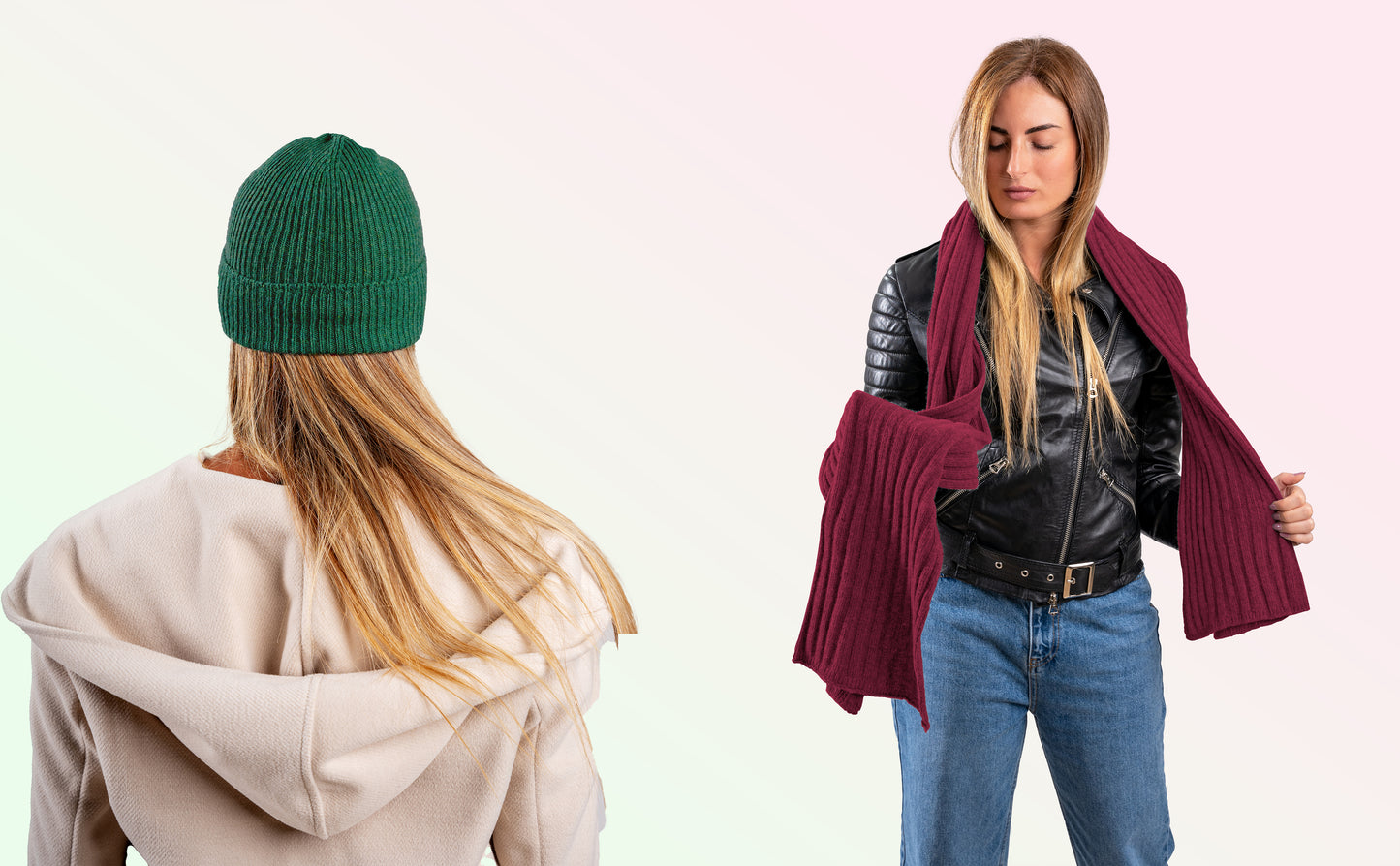 Box pura Lana: Cappello a coste 1X1 + Sciarpone a coste