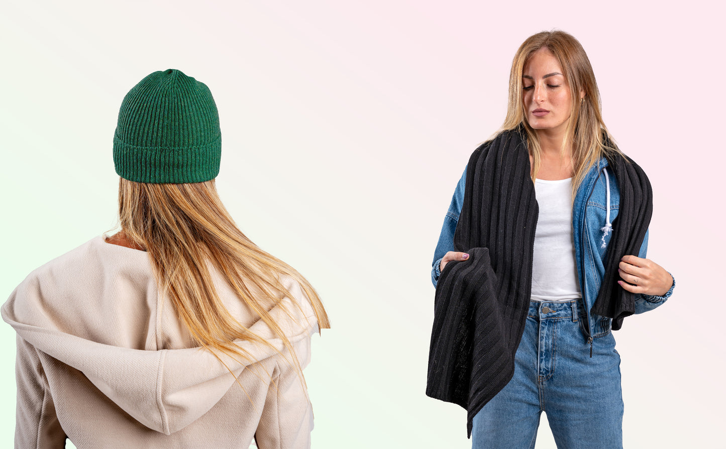 Box pura Lana: Cappello a coste 1X1 + Sciarpone a coste