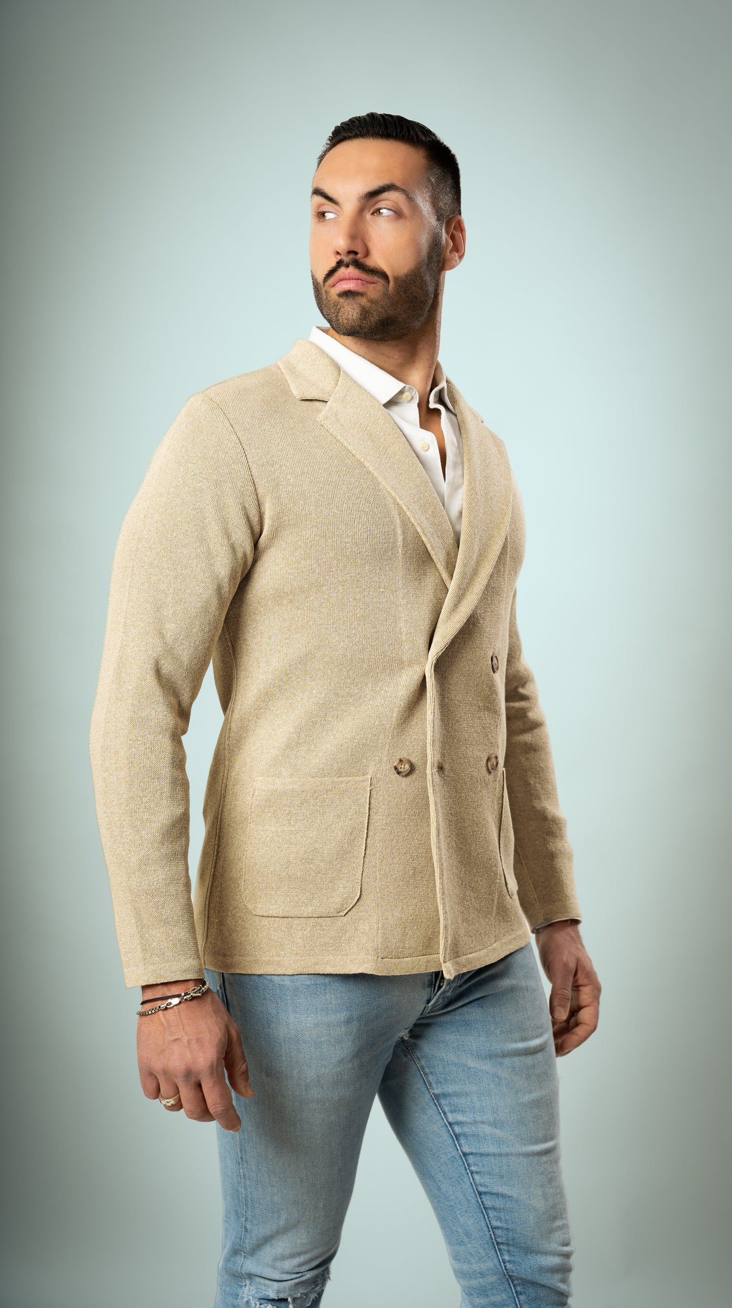 Giacca Doppio Petto da Uomo in cotone punto Milano -Made in Italy