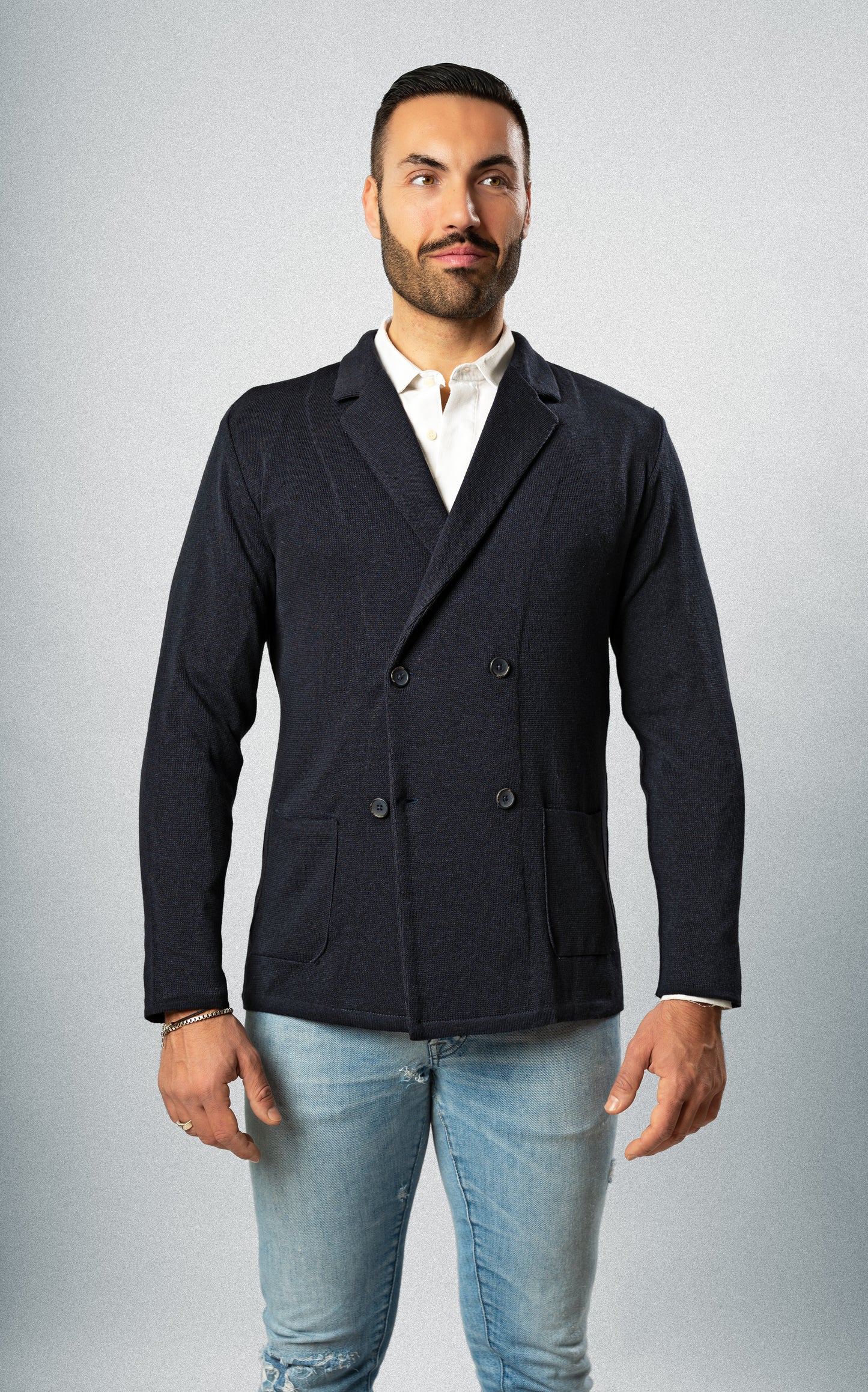 Giacca Doppio Petto da Uomo in cotone punto Milano -Made in Italy