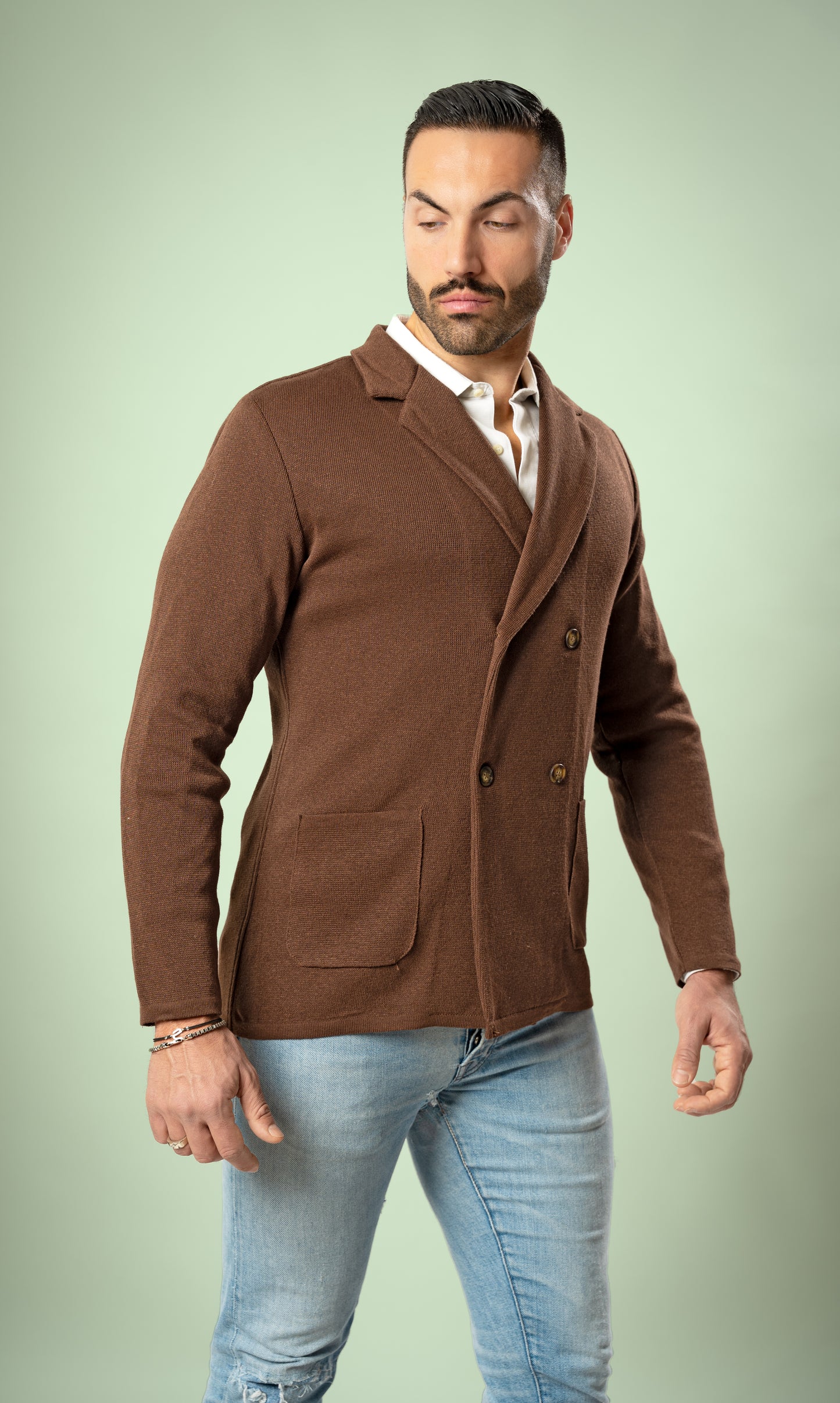 Giacca Doppio Petto da Uomo in cotone punto Milano -Made in Italy