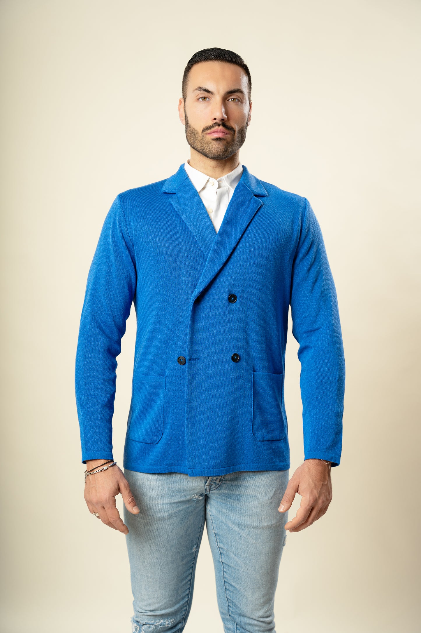 Giacca Doppio Petto da Uomo in cotone punto Milano -Made in Italy