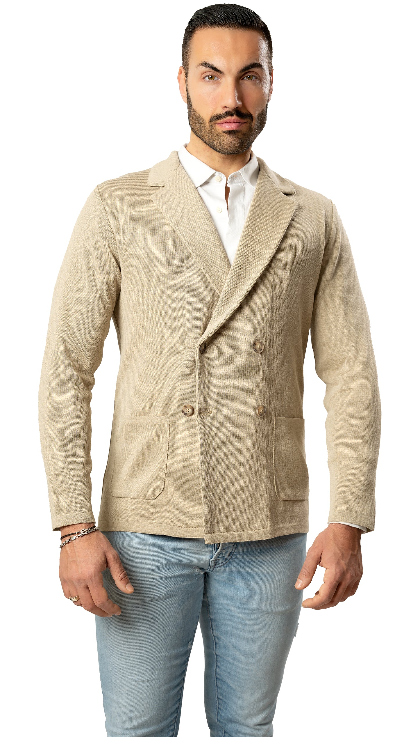 Giacca Doppio Petto da Uomo in cotone punto Milano -Made in Italy