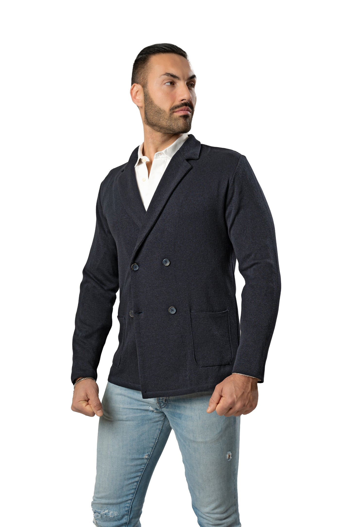 Giacca Doppio Petto da Uomo in cotone punto Milano -Made in Italy