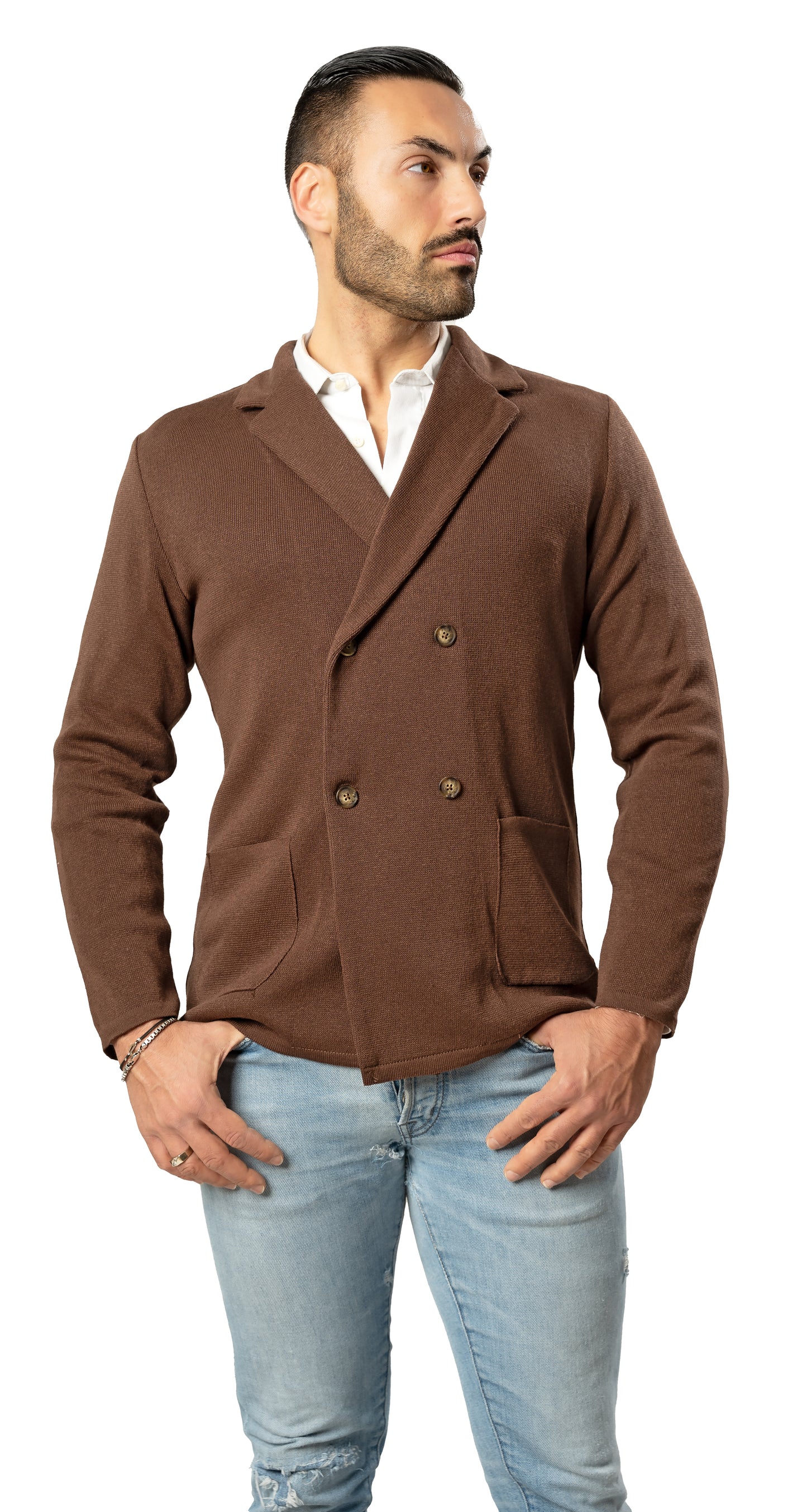 Giacca Doppio Petto da Uomo in cotone punto Milano -Made in Italy