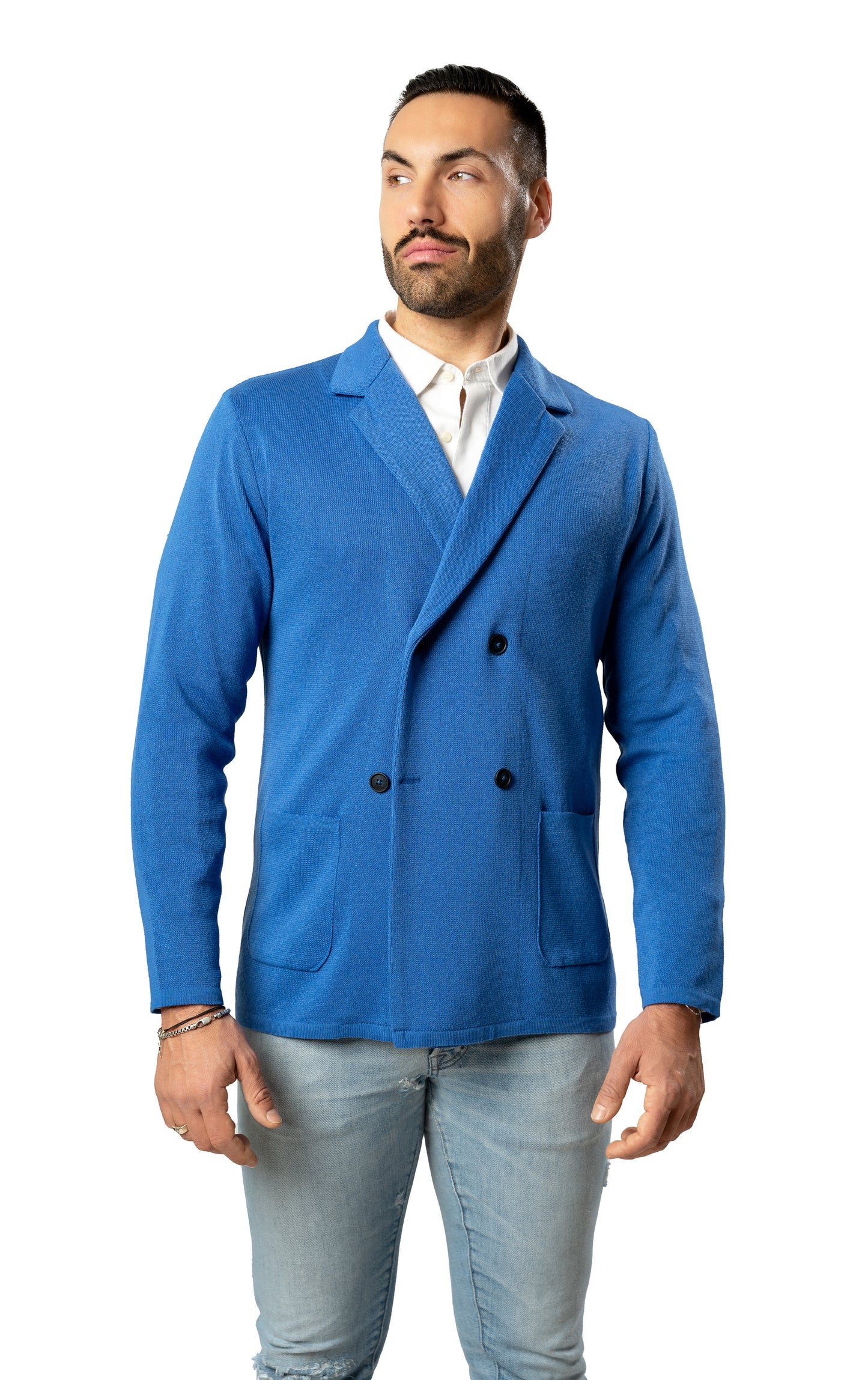 Giacca Doppio Petto da Uomo in cotone punto Milano -Made in Italy