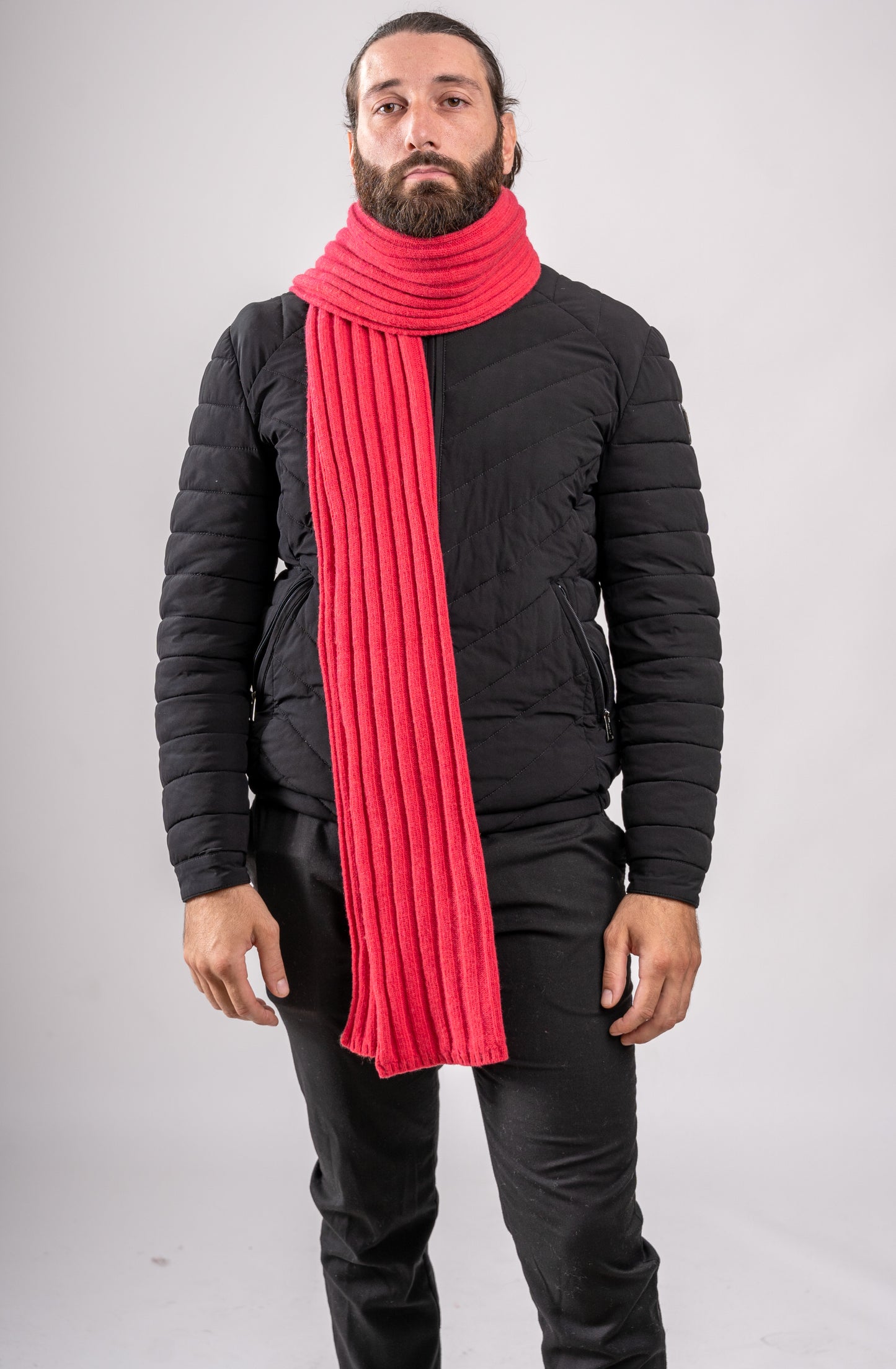 Sciarpone a coste al 100% in pura lana - Made in Italy