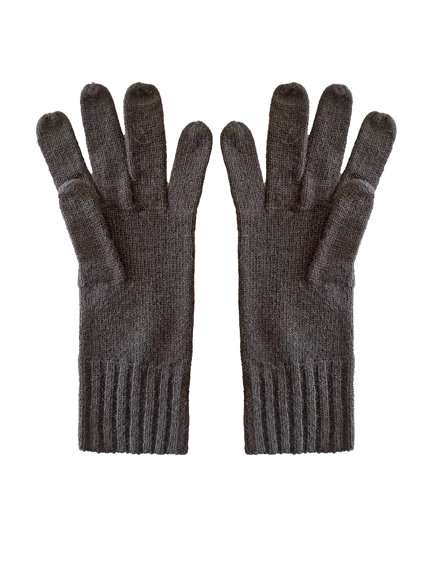 Guanti in lana misto angora da Donna con bordino a coste - Made in Italy