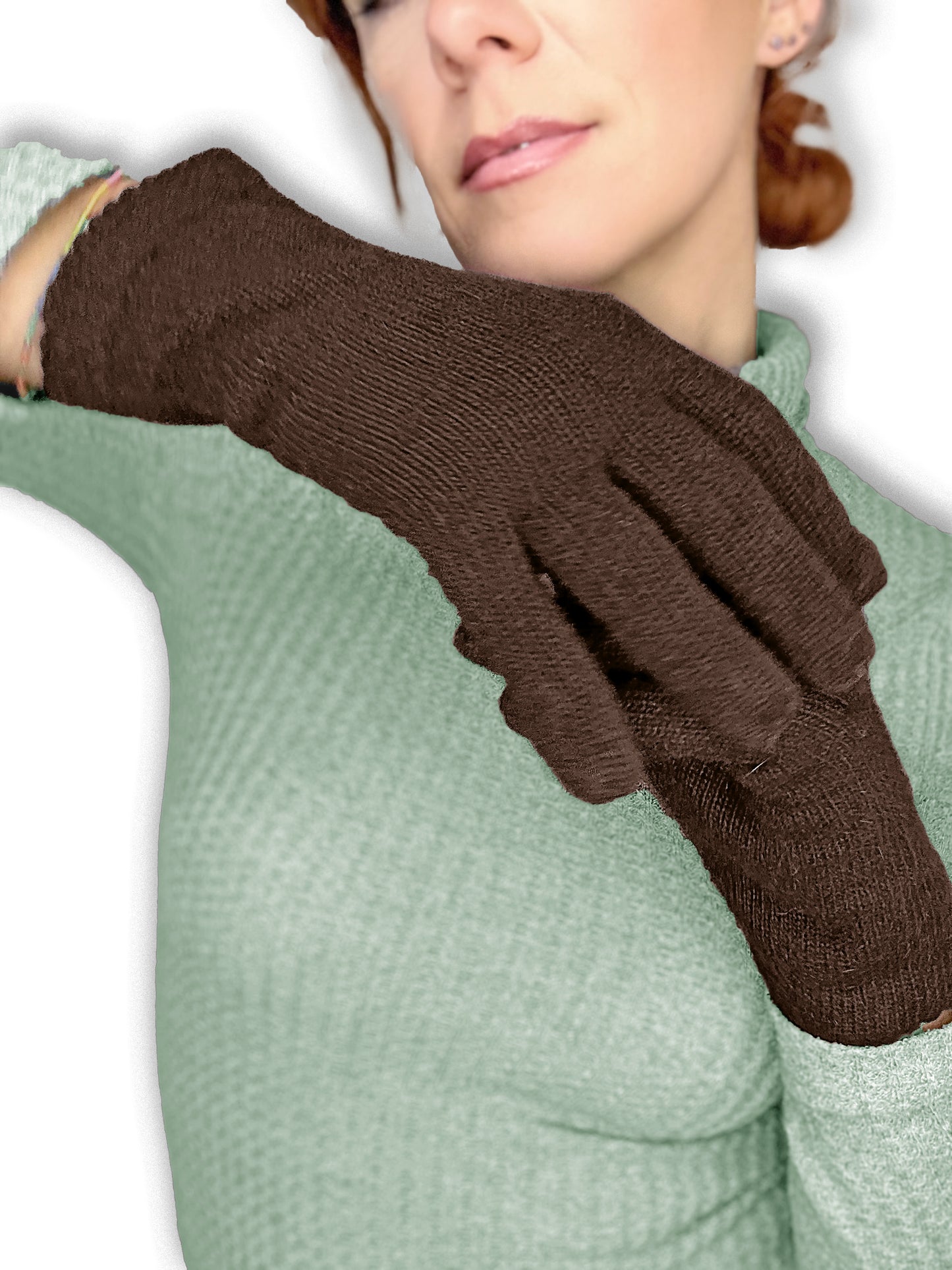 Guanti in lana misto angora da Donna con bordo smerlato - Made in Italy