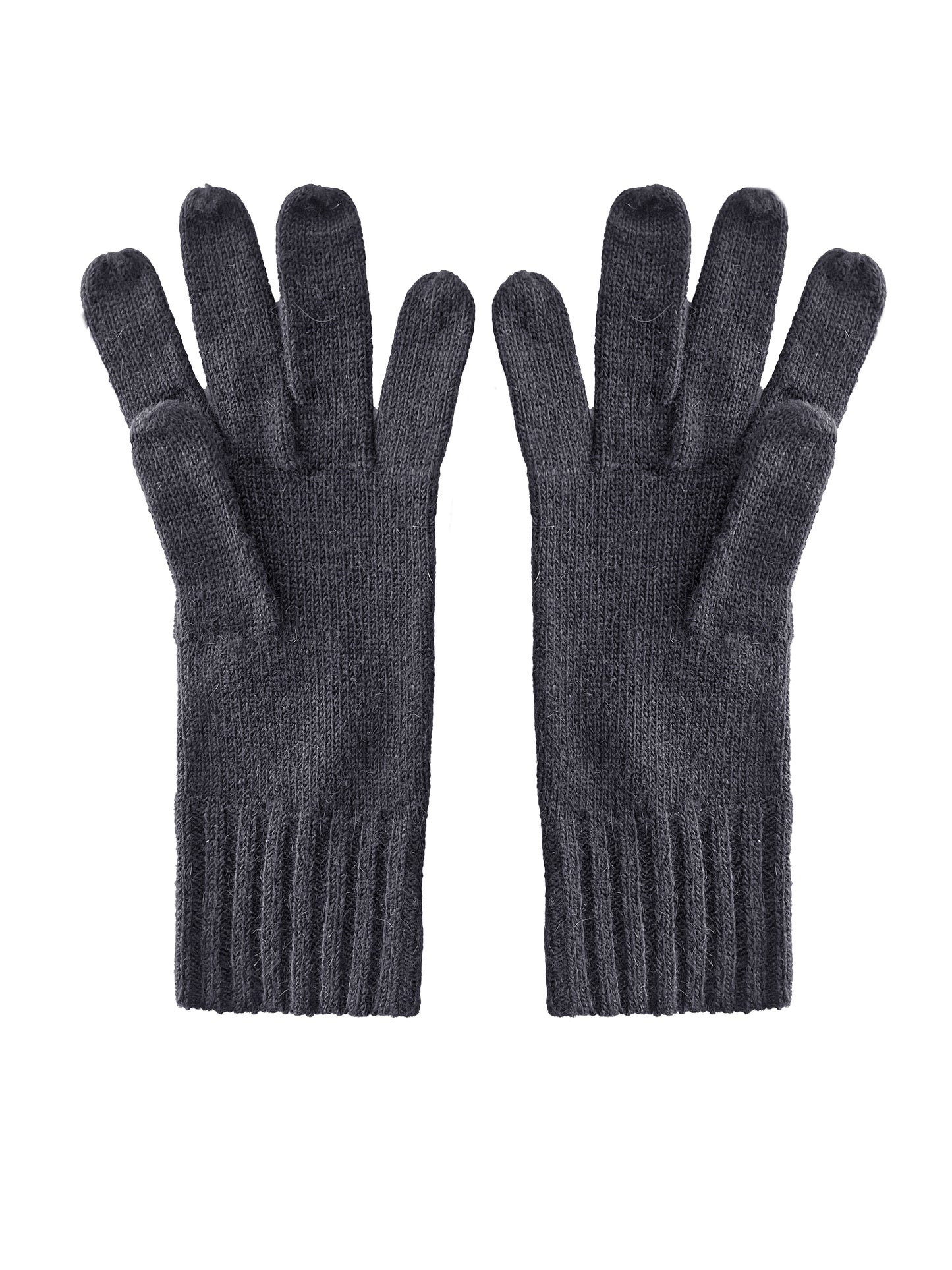 Guanti in lana misto angora da Donna con bordino a coste - Made in Italy