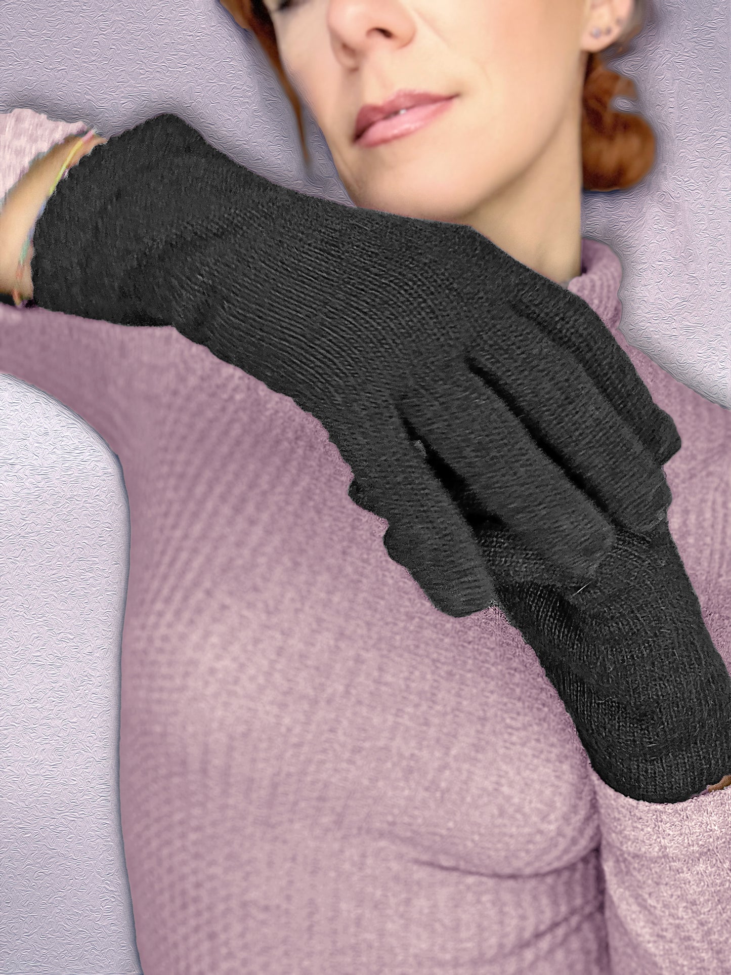 Guanti in lana misto angora da Donna con bordo smerlato - Made in Italy