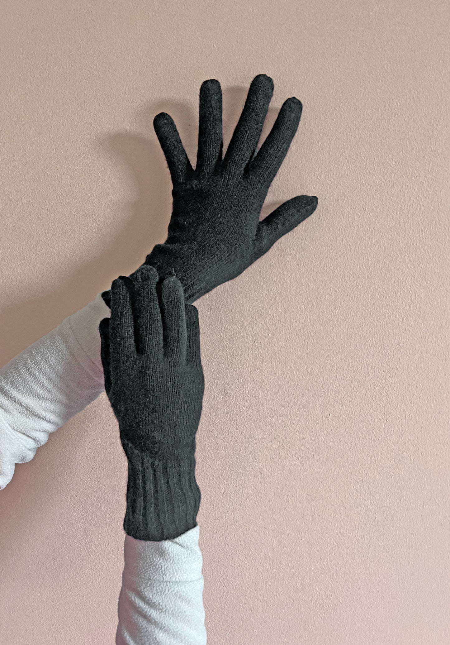 Guanti in lana misto angora da Donna con bordino a coste - Made in Italy