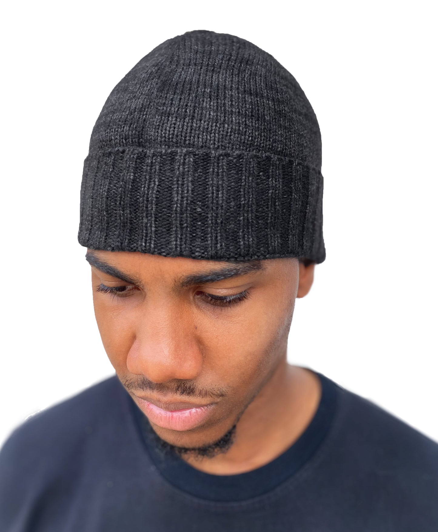 Cappello di Lana misto Cashmere con Risvolti a Coste – Unisex - Made in Italy