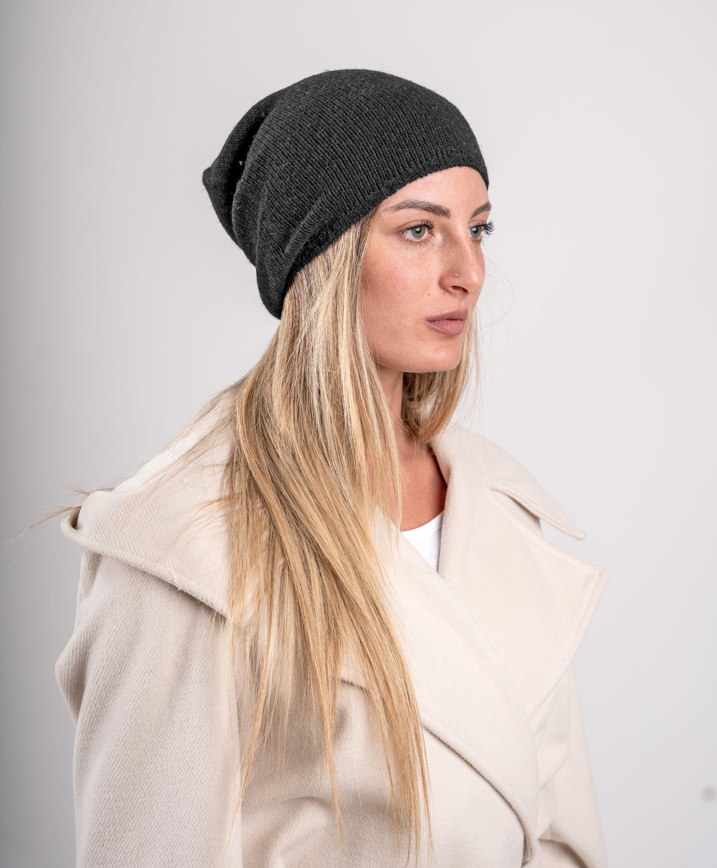 Berretto in Maglia Lungo in Lana - Cappello Slouchy - Unisex - Made in Italy