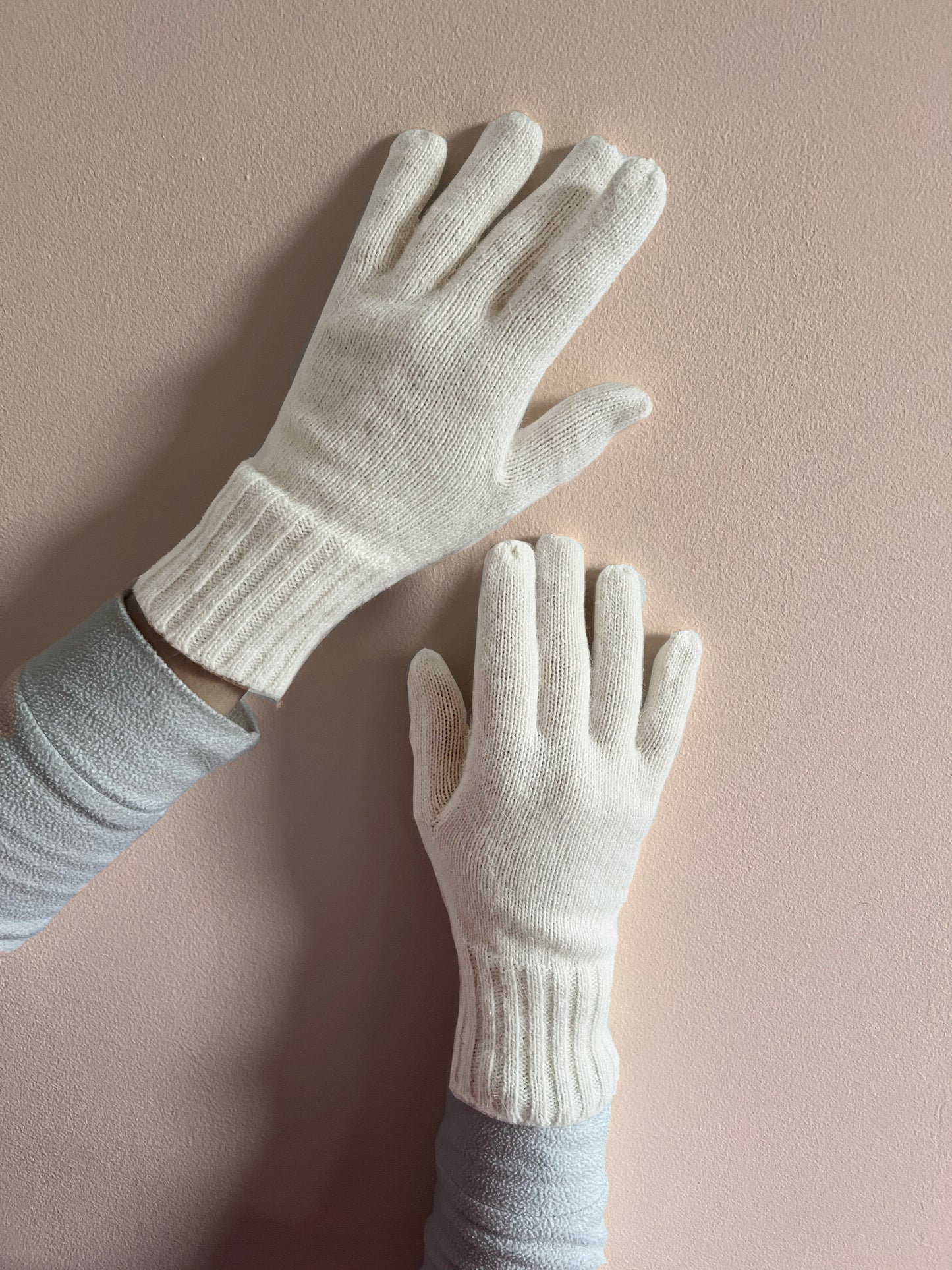 Guanti in lana misto angora da Donna con bordino a coste - Made in Italy