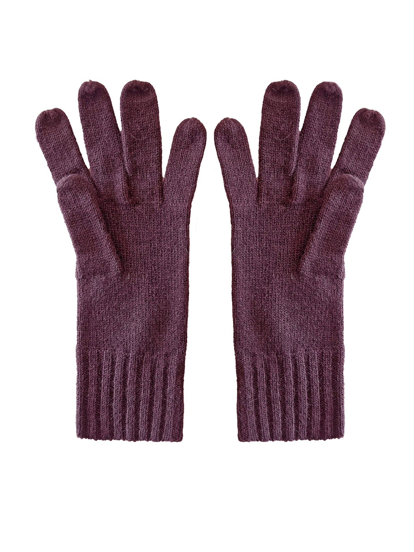 Guanti in lana misto angora da Donna con bordino a coste - Made in Italy