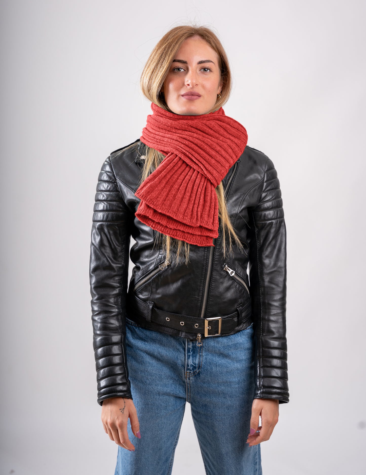 Sciarpone a coste al 100% in pura lana - Made in Italy