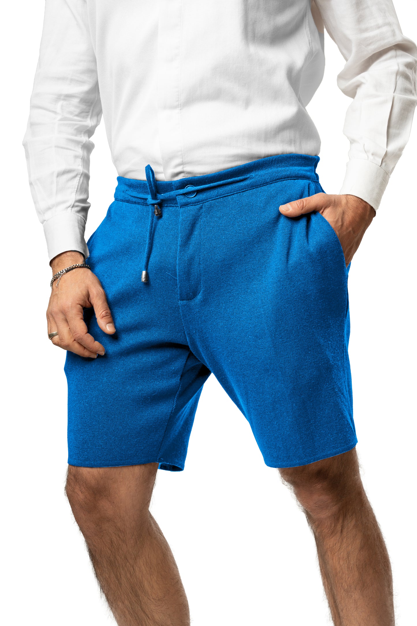 Bermuda Punto Milano in Cotone sartoriali - Pantaloni Corti a Tinta Unita - Elastico con Laccio in Vita - Made in Italy