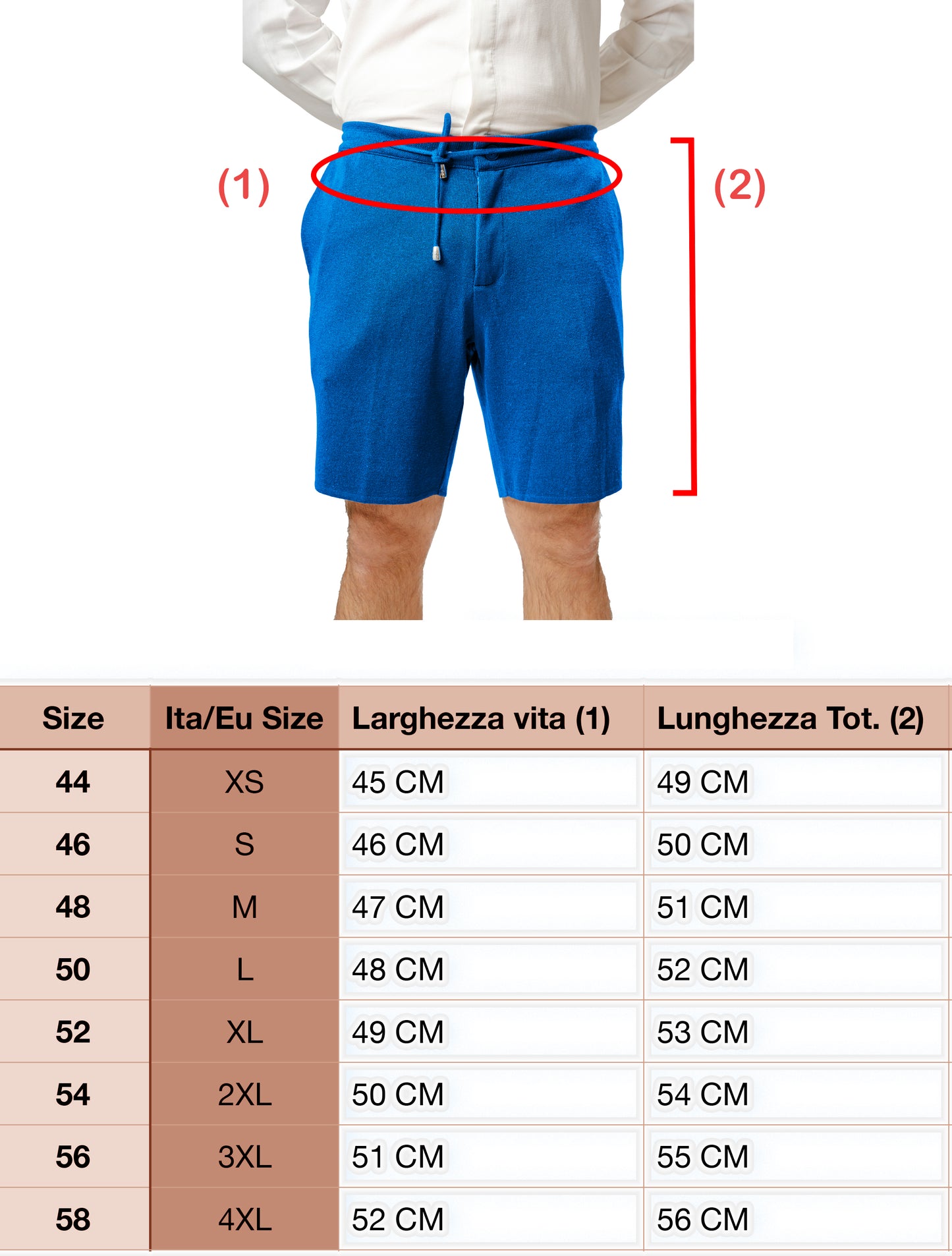 Bermuda Punto Milano in Cotone sartoriali - Pantaloni Corti a Tinta Unita - Elastico con Laccio in Vita - Made in Italy