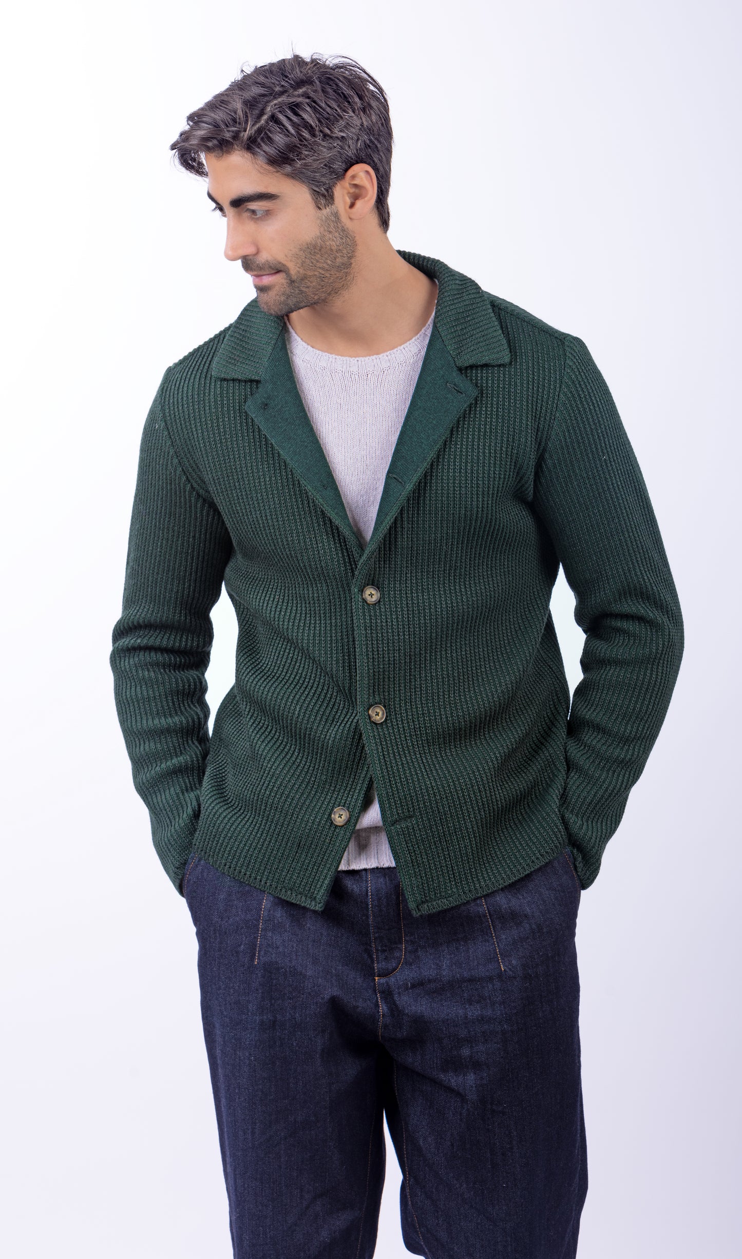Blazer Sartoriale in Lana Verde - Made in Italy