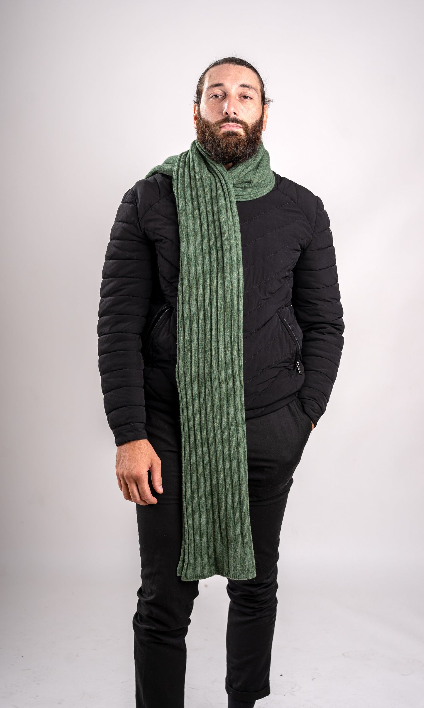 Sciarpone a coste al 100% in pura lana - Made in Italy