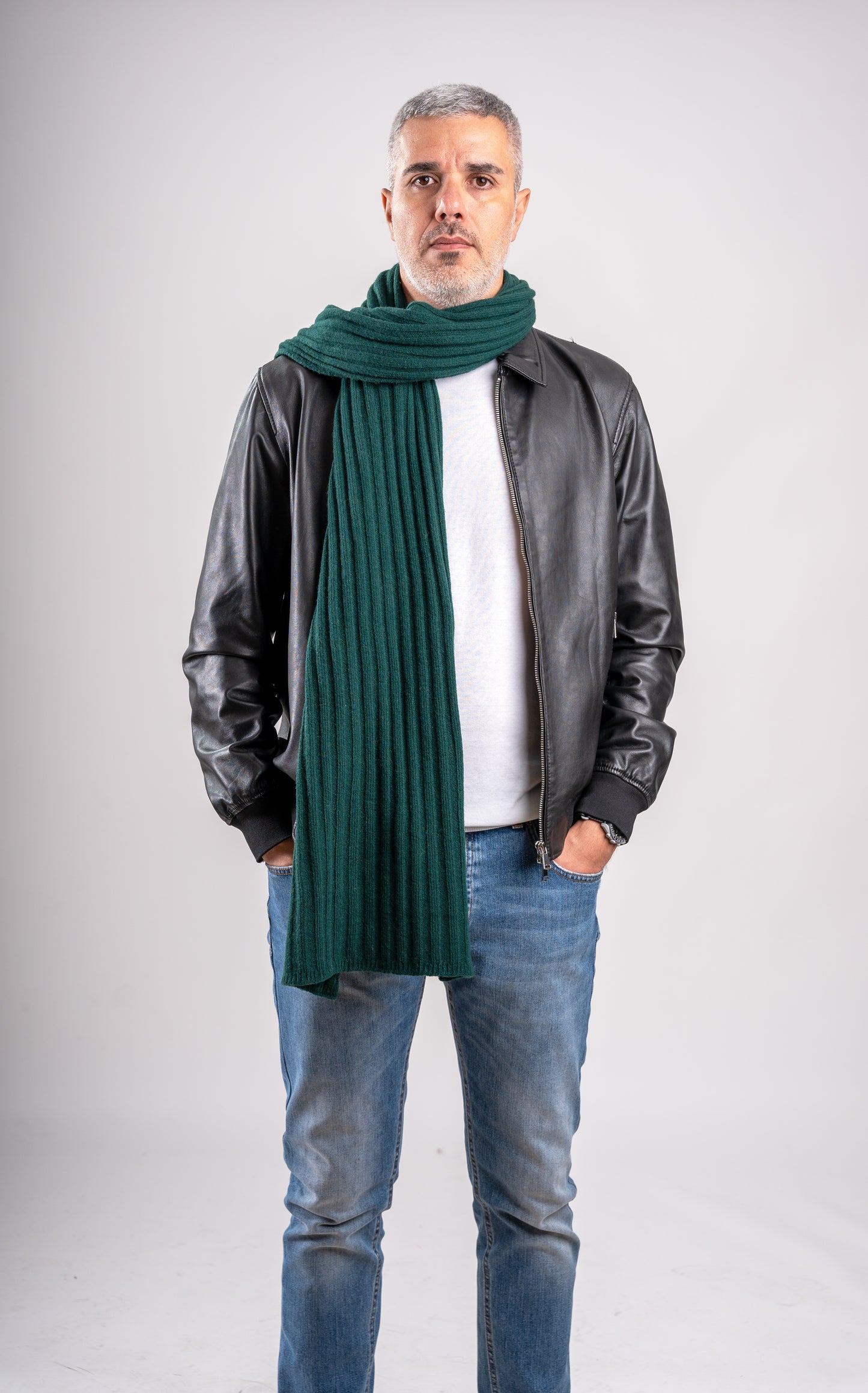 Sciarpone a coste al 100% in pura lana - Made in Italy