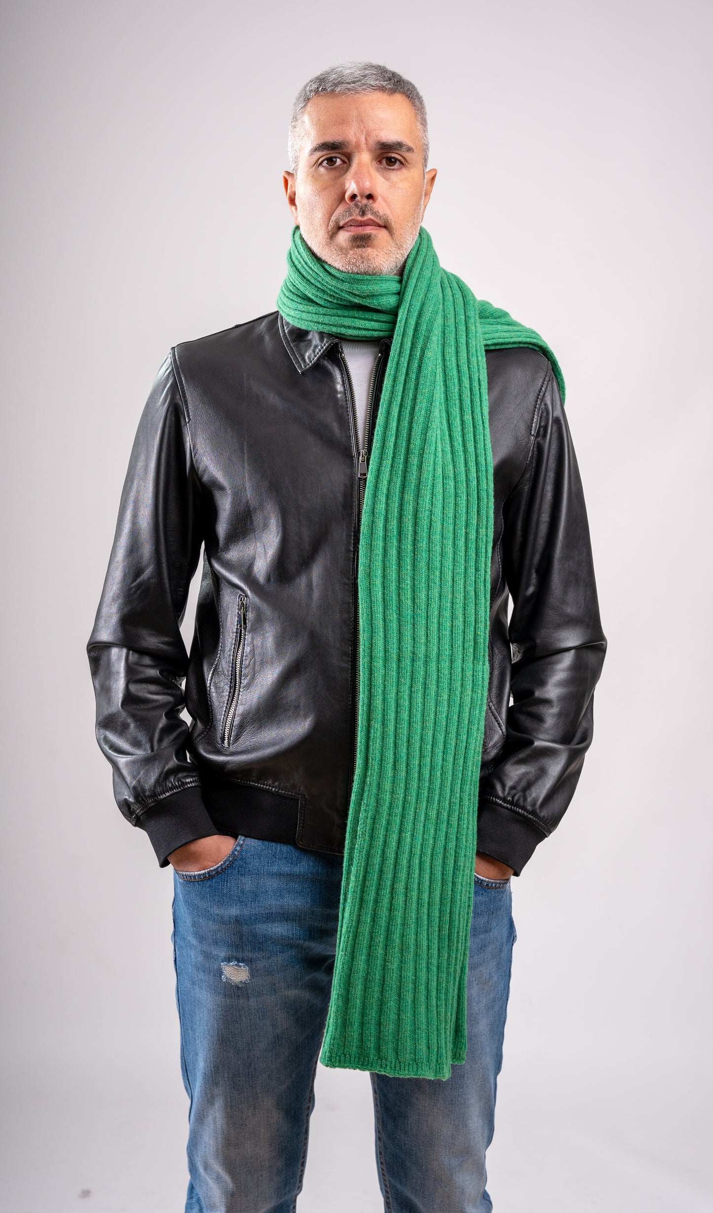 Sciarpone a coste al 100% in pura lana - Made in Italy