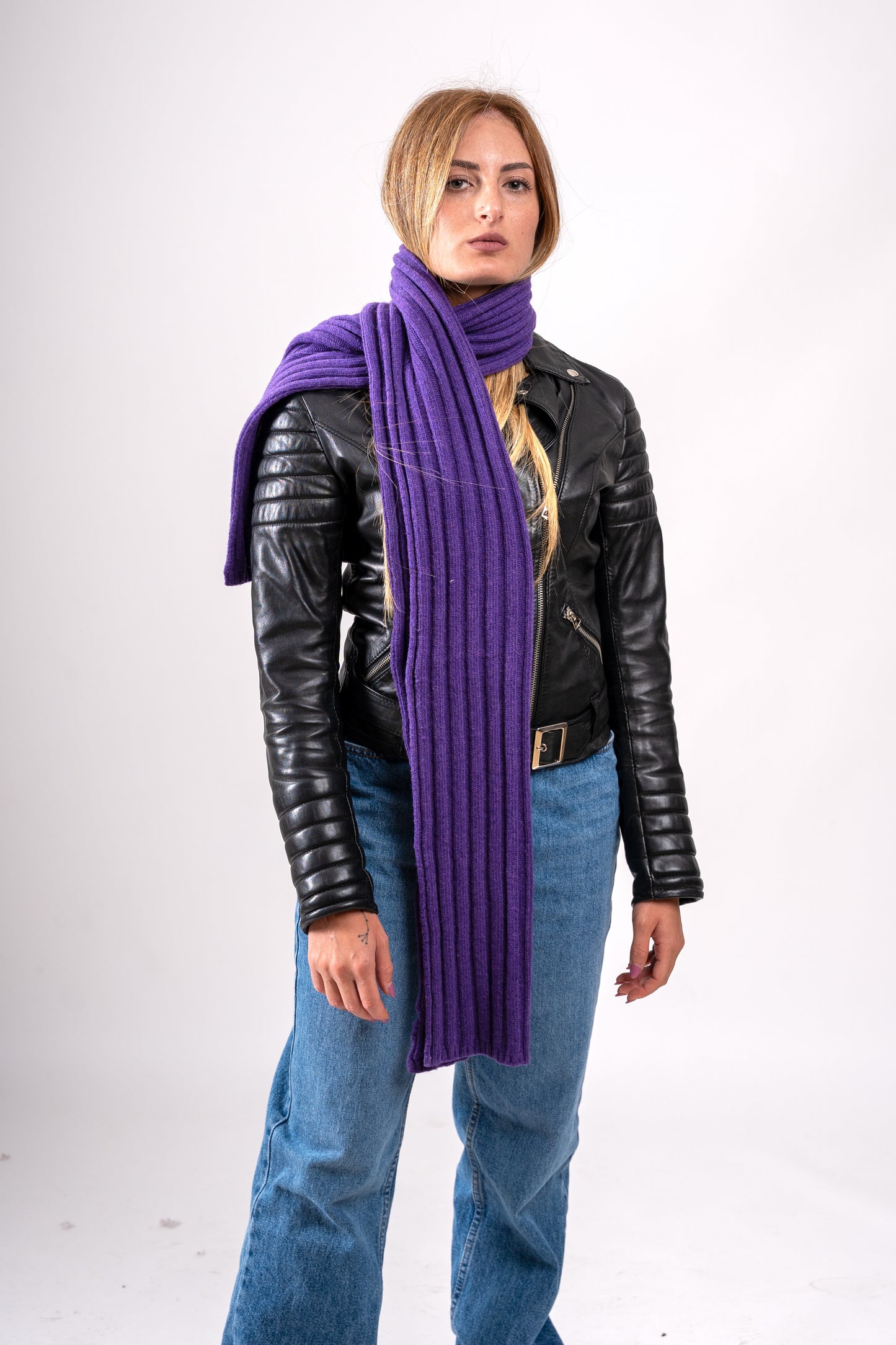 Sciarpone a coste al 100% in pura lana - Made in Italy