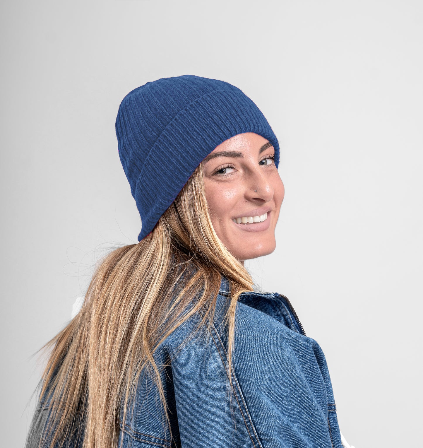 Cappello 100% Cashmere con rasatura a Coste - Made in Italy