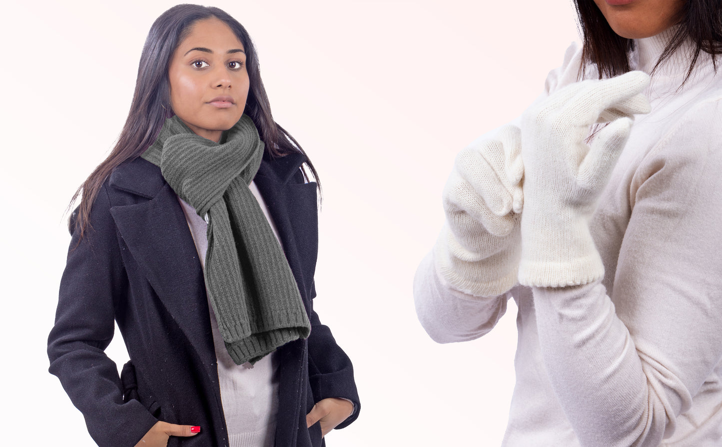 Box Donna 1: Guanti in angora + Sciarpa in maglia inglese