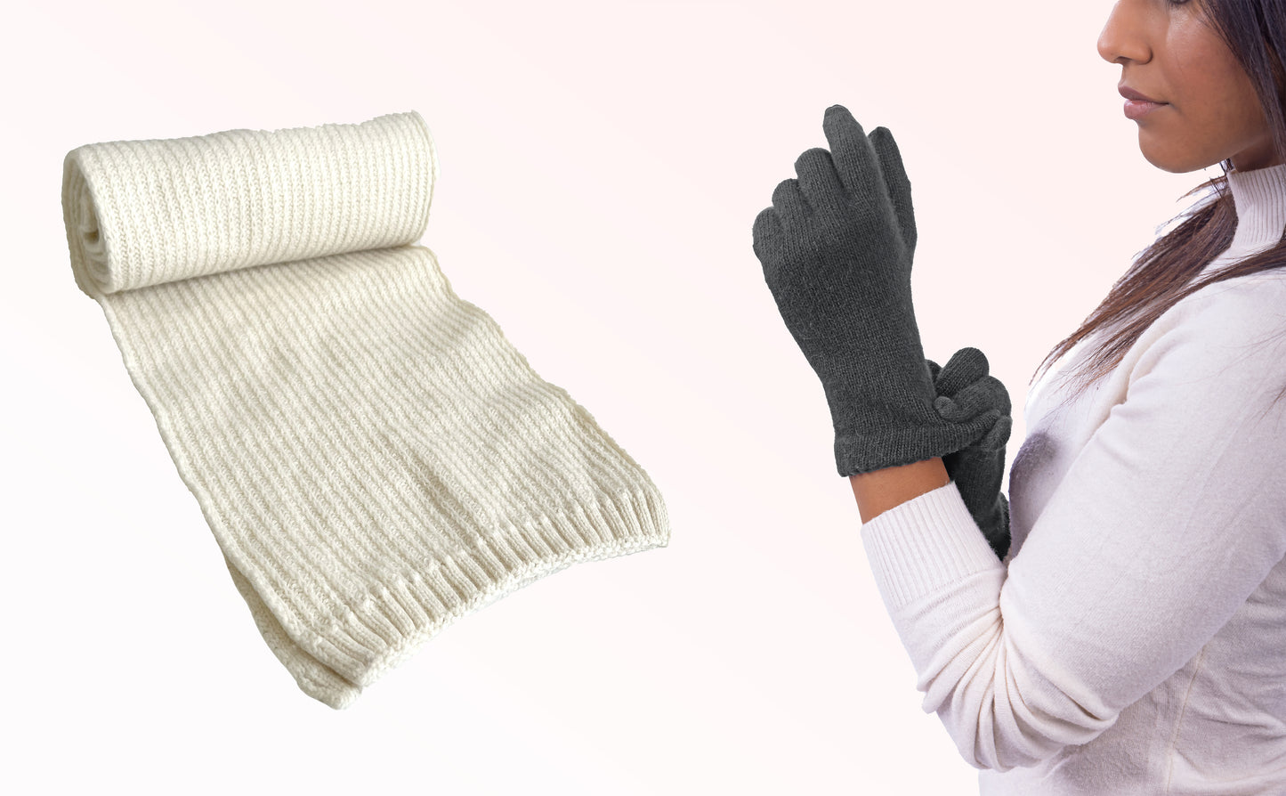 Box Donna 1: Guanti in angora + Sciarpa in maglia inglese