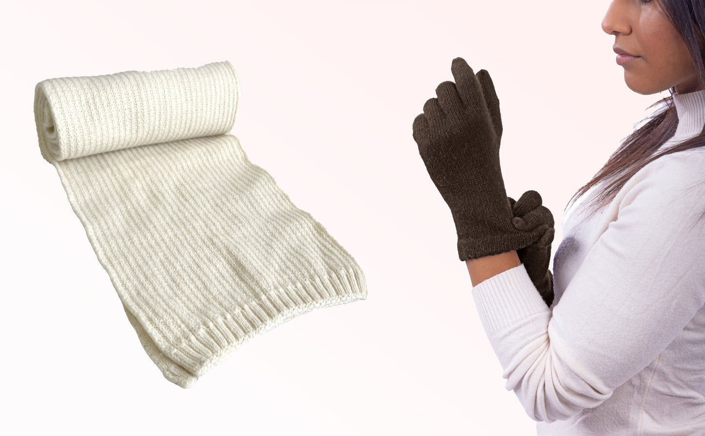 Box Donna 1: Guanti in angora + Sciarpa in maglia inglese