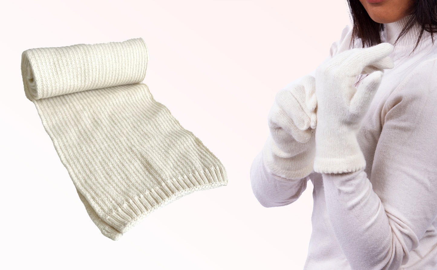 Box Donna 1: Guanti in angora + Sciarpa in maglia inglese