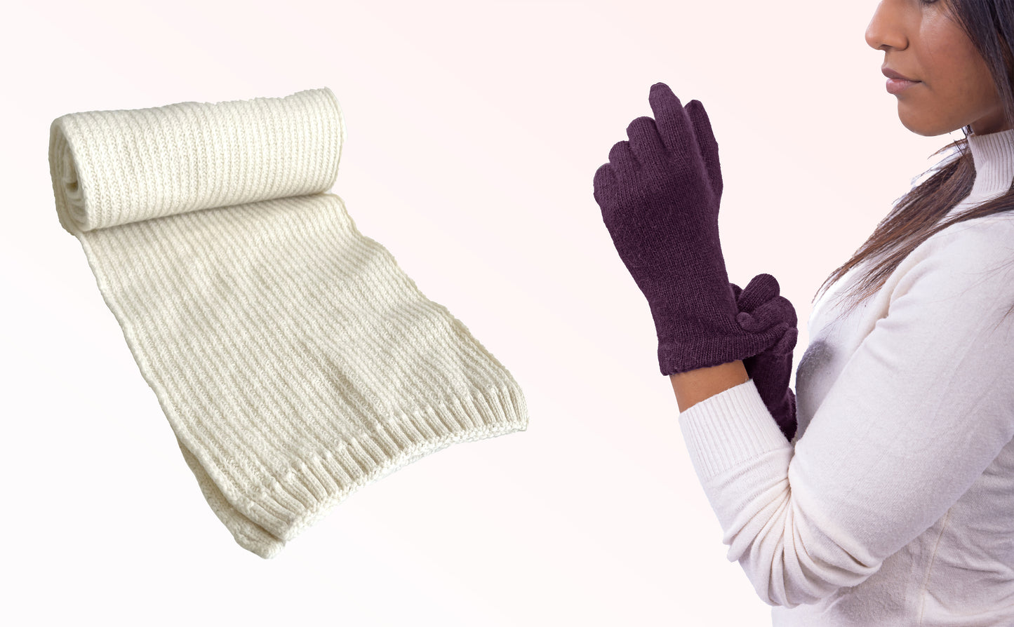 Box Donna 1: Guanti in angora + Sciarpa in maglia inglese