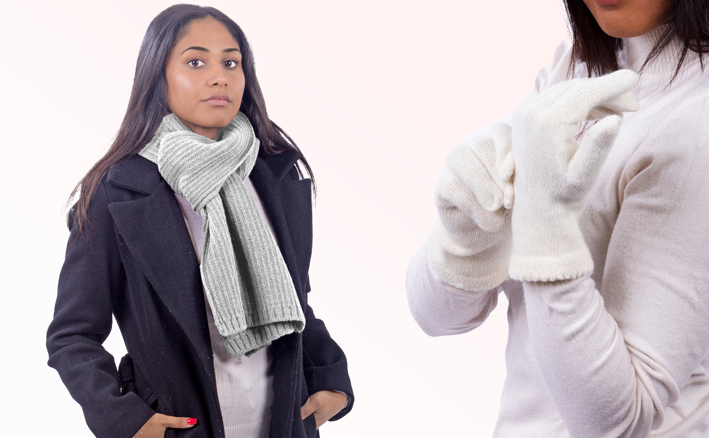Box Donna 1: Guanti in angora + Sciarpa in maglia inglese